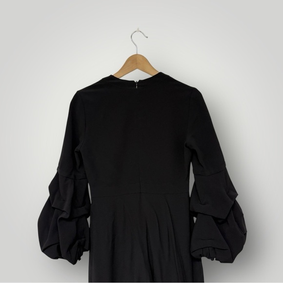 Alexis Black V-Neck Maximila Ruched-Sleeves Skinny-Leg Crepe Jumpsuit Size Small - Picture 9 of 12